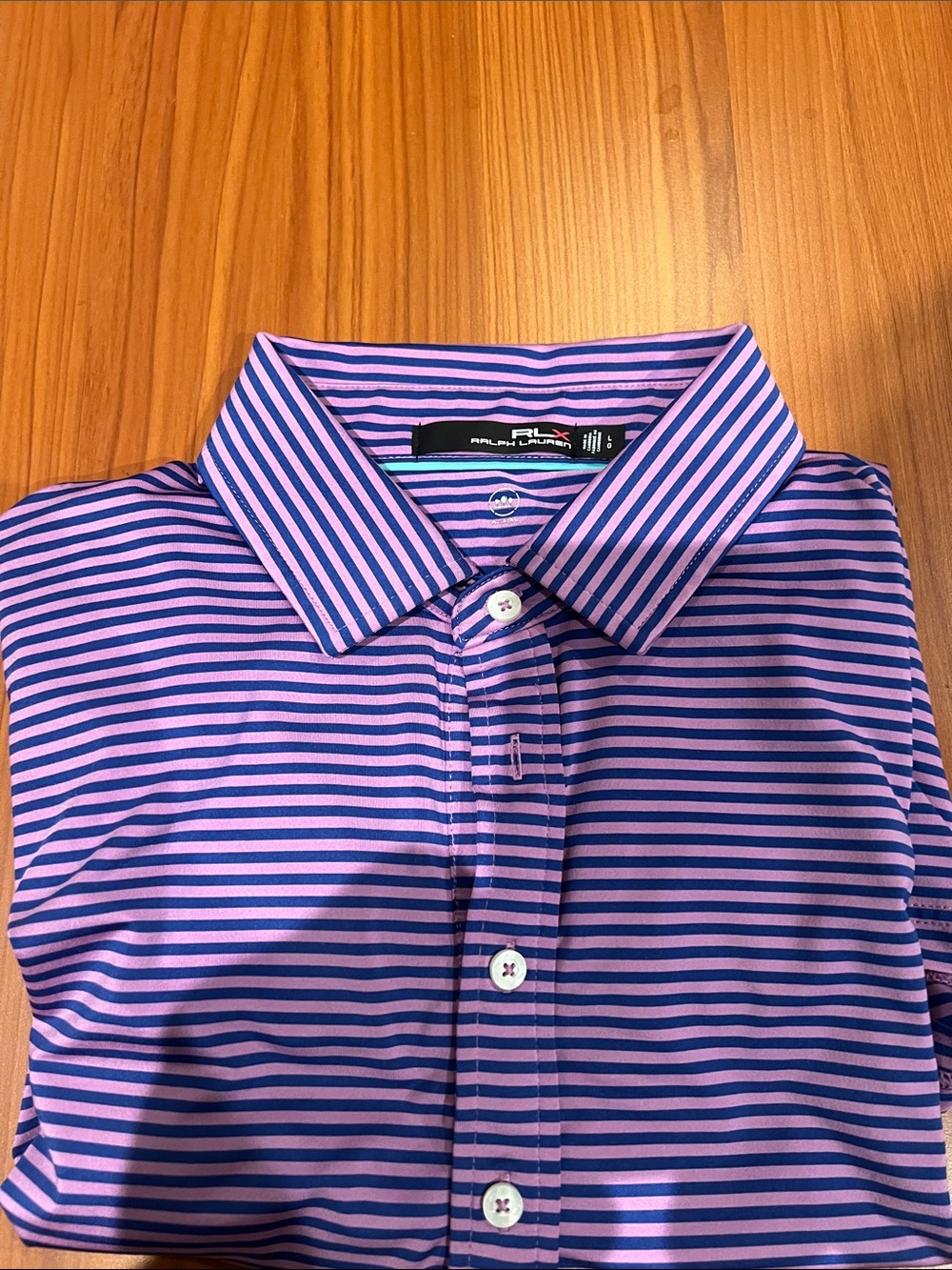 RLX Ralph Lauren Purple and Pink Striped Button-Down Shirt